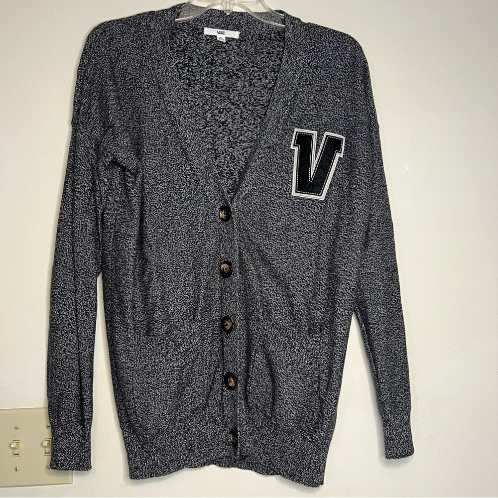 Vans‎ varsity sweater black and grey button front cardigan XS